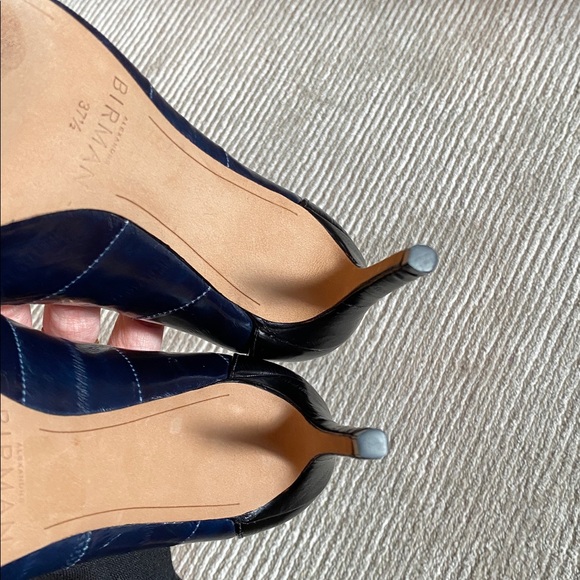 Alexandre Birman Textured Leather Two Tone Blue Black Python Pumps Heels 7.5 - Picture 7 of 15